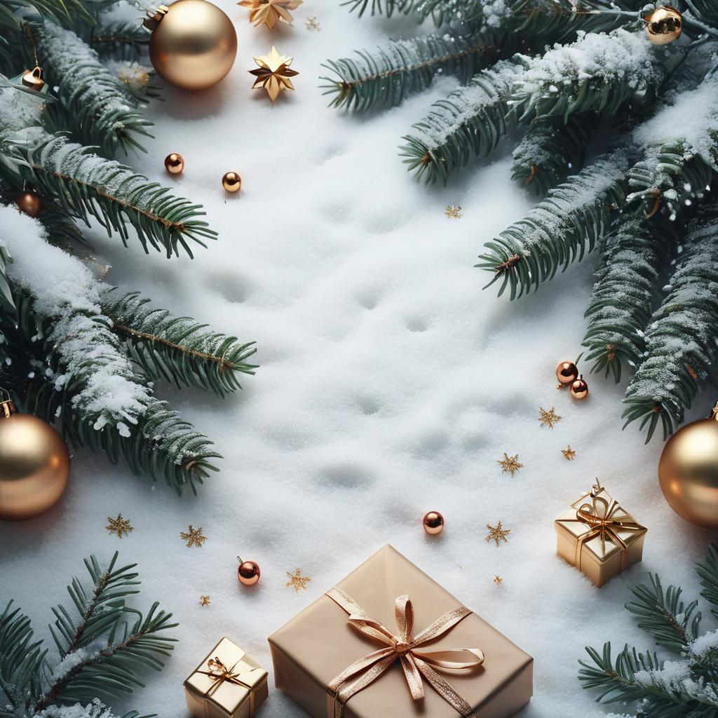 Snowy Christmas Fir Branches