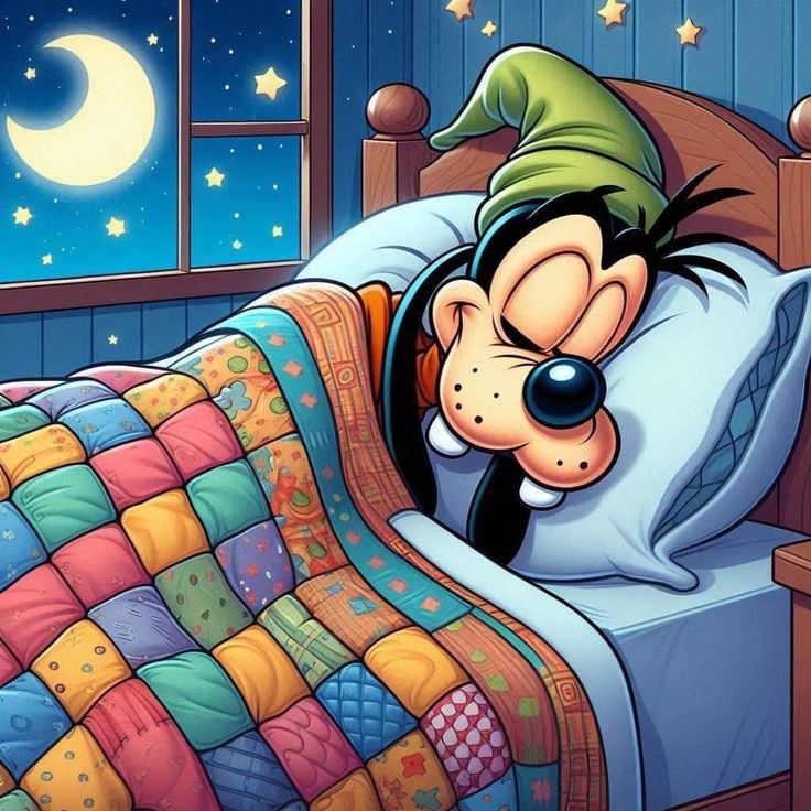 Sleeping Goofy in Bed