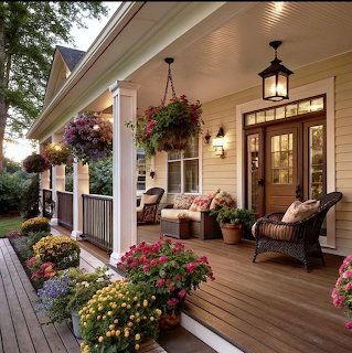 Spring Porch with Flowers