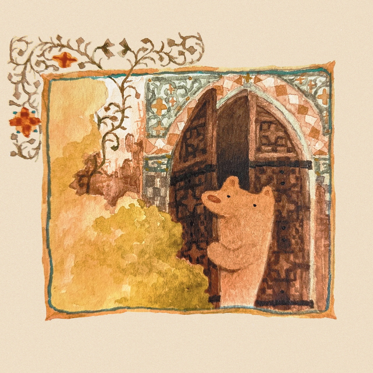 Pig at Arched Door