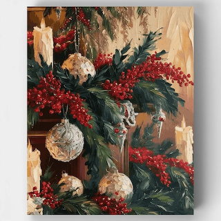 Christmas Tree with Ornaments and Berries