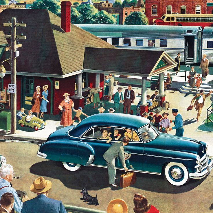 Vintage Train Station Scene