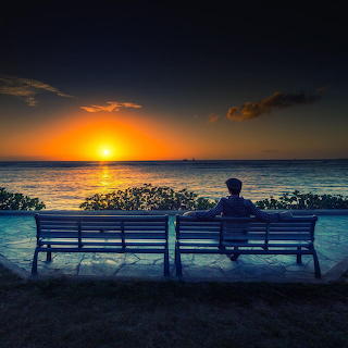 Sunset Ocean Bench Silhouette