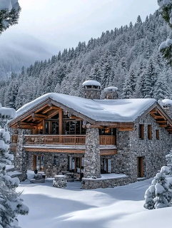 Snow Covered Mountain Chalet