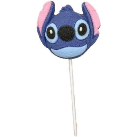Blue cartoon alien character Stitch with big ears and round eyes
