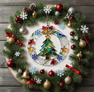 Christmas Suncatcher Wreath Decoration
