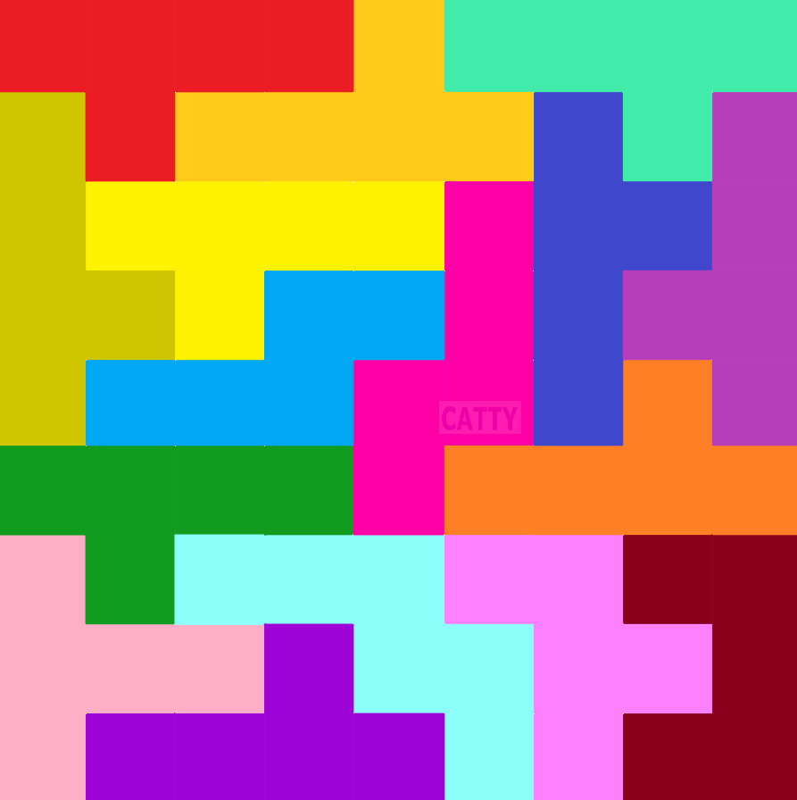 Colorful tetris blocks arranged in an abstract geometric pattern with rainbow hues