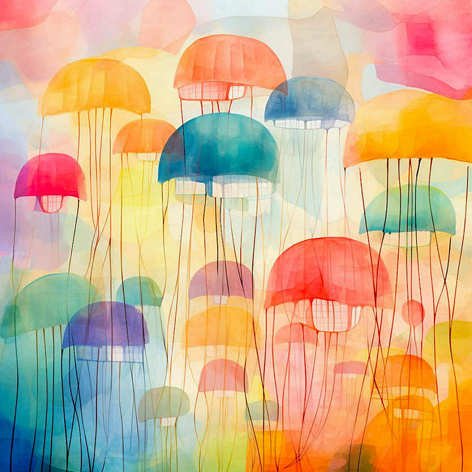 Colorful Jellyfish Painting