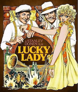 Lucky Lady vintage film poster with three people in 1920s clothing and art deco styling