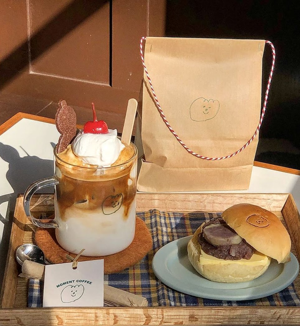 Iced Latte and Burger