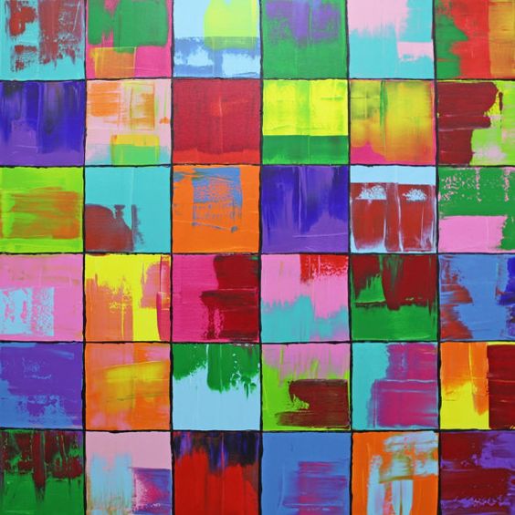 Colorful Abstract Grid Painting