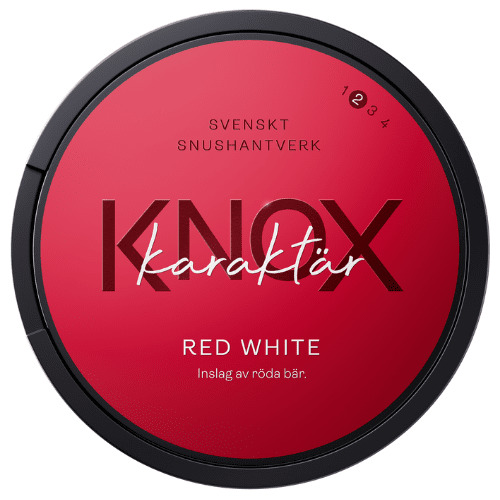 Red circular Knox Red White lid with black rim on a white background