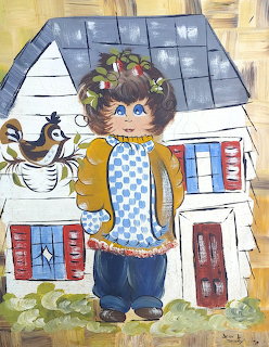Folk Art Girl Cottage