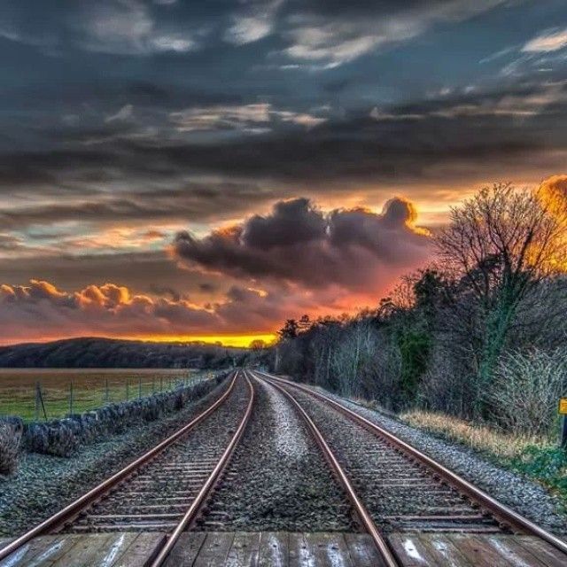 Railway Tracks Sunset