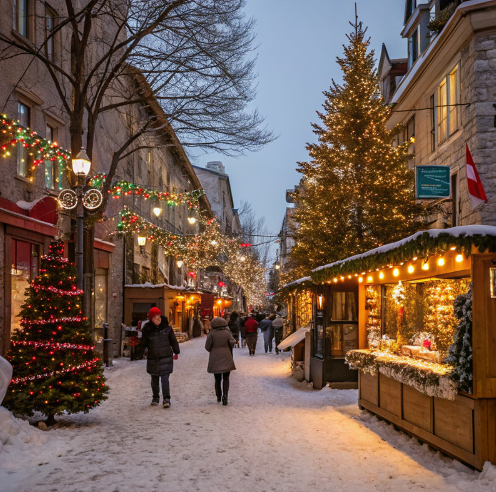 Christmas Market Street Snow