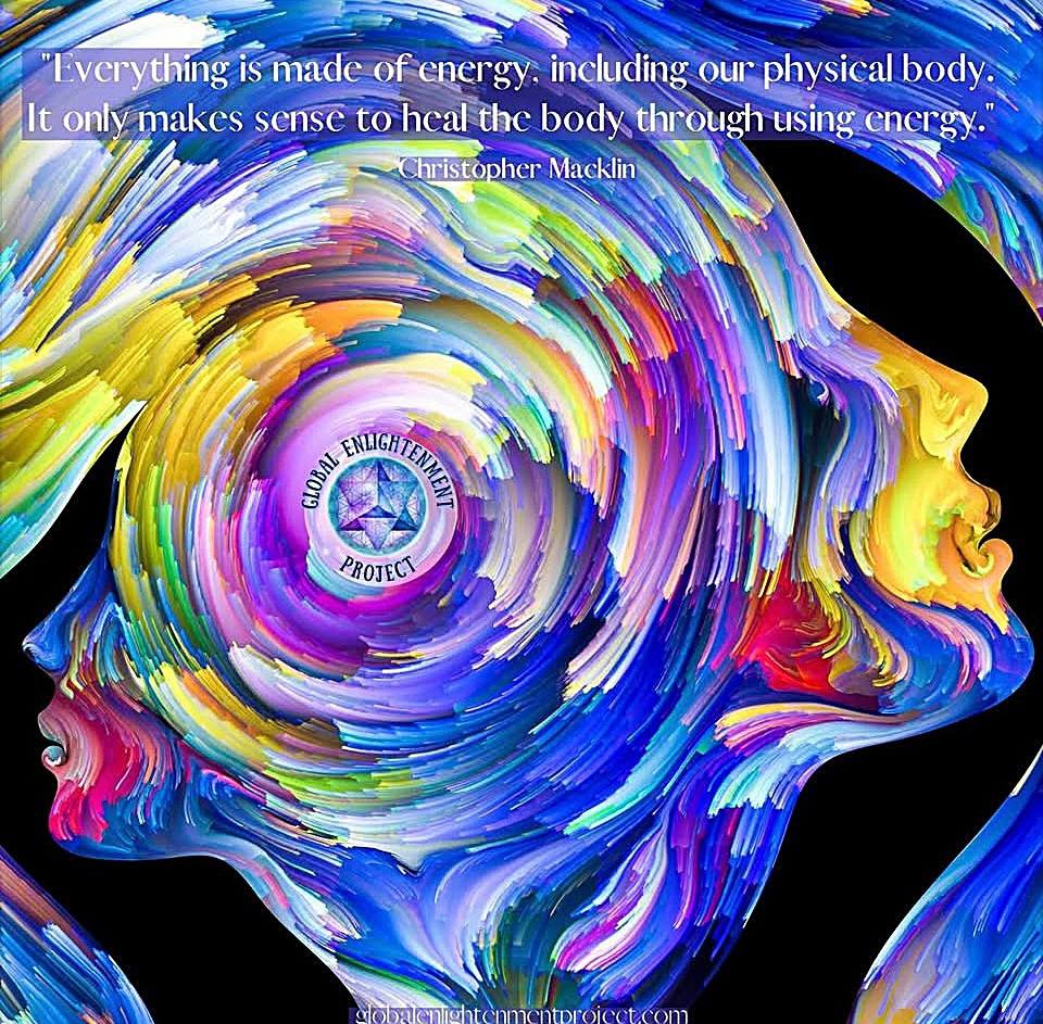 Abstract colorful spiral swirl with rainbow colors flowing in circular motion against black background