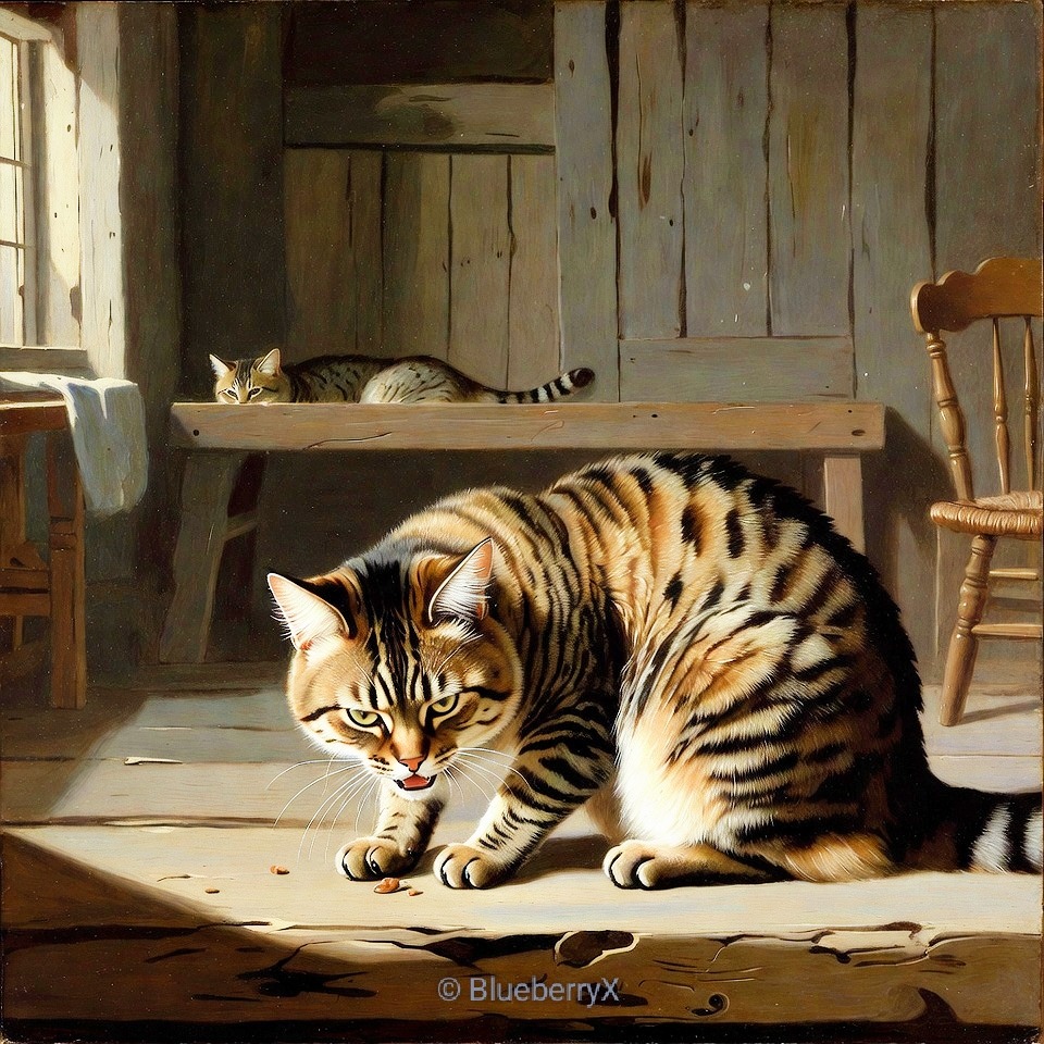 Cats in Rustic Interior