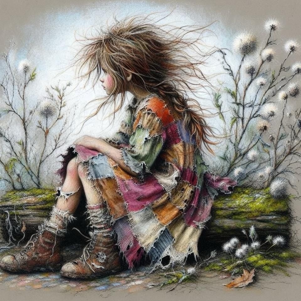 Whimsical Girl with Flowers