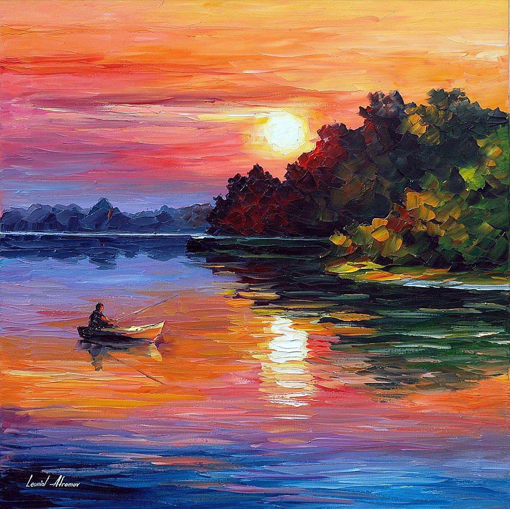 Leonid Afremov Sunset Lake