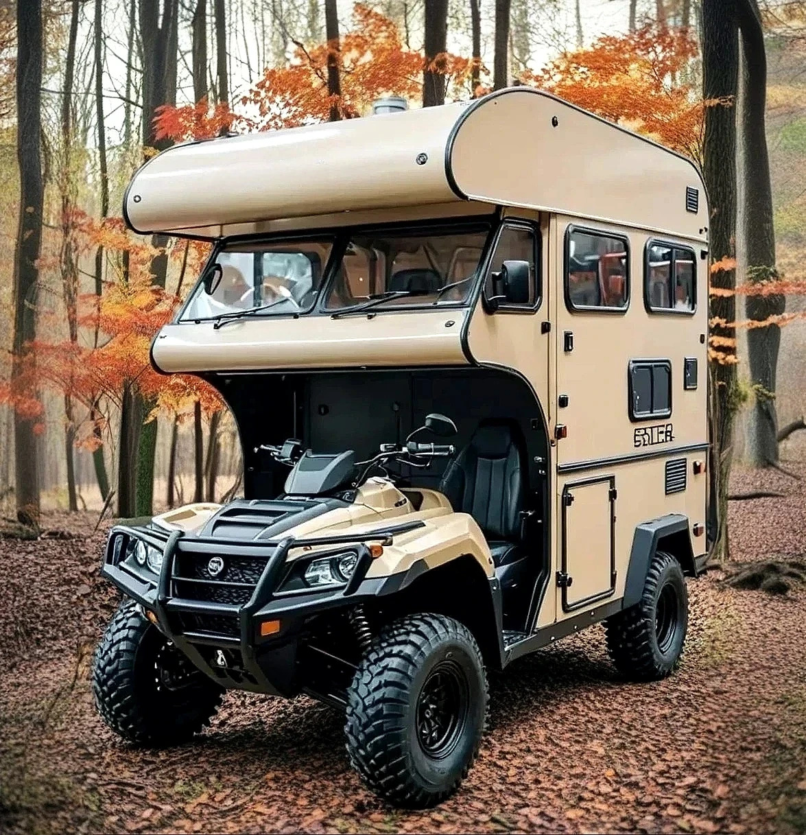 Off-Road Camper Vehicle in Forest