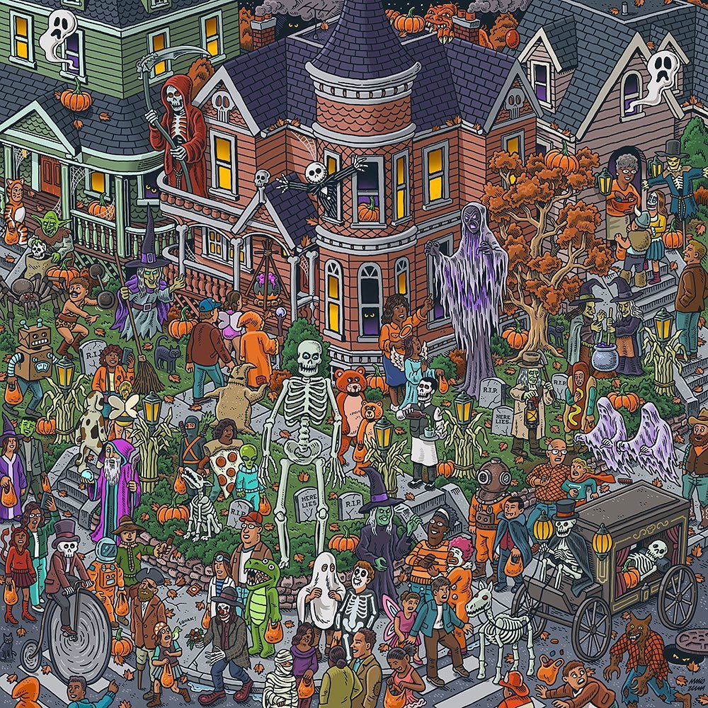 Halloween Trick-or-Treat Scene