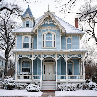 Victorian Home Winter Snow