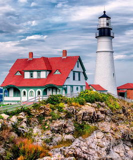 Lighthouse on Rocky Coast