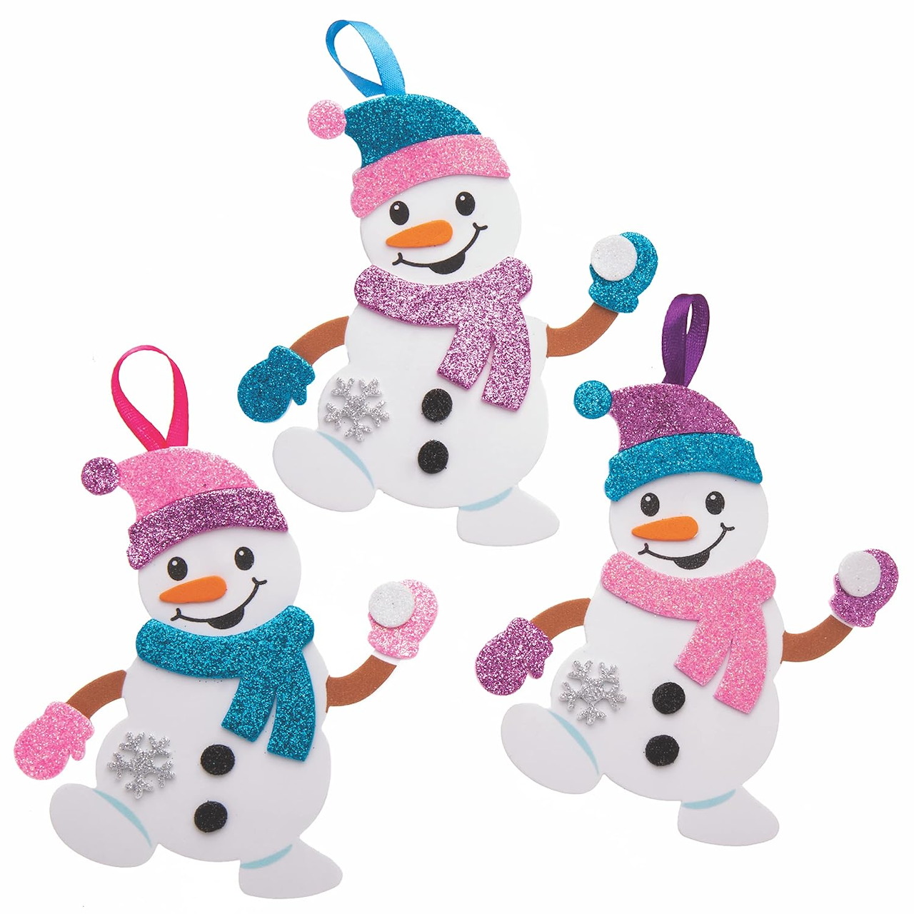 Three Cheerful Snowman Ornaments