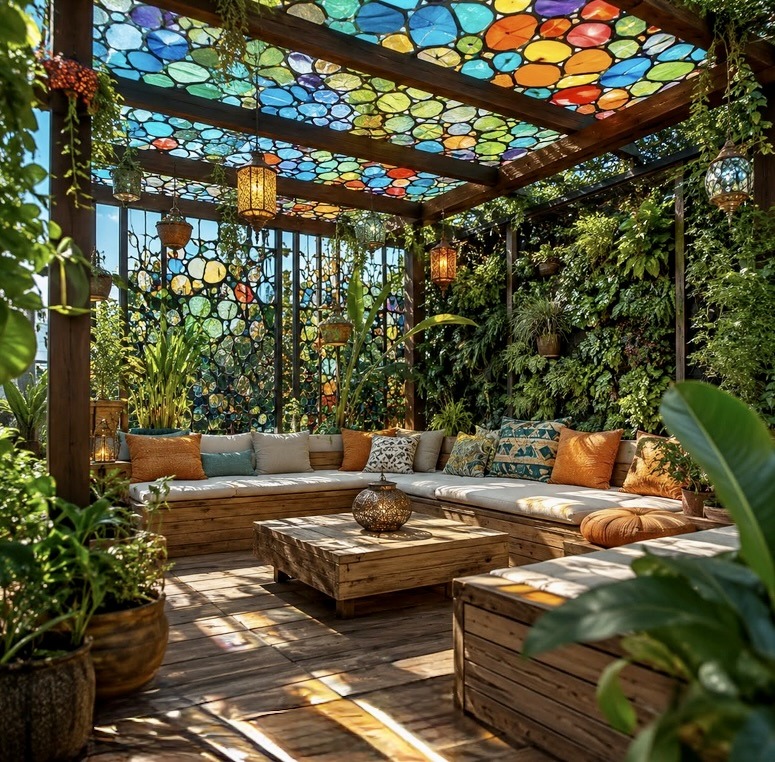 Colorful Stained Glass Patio
