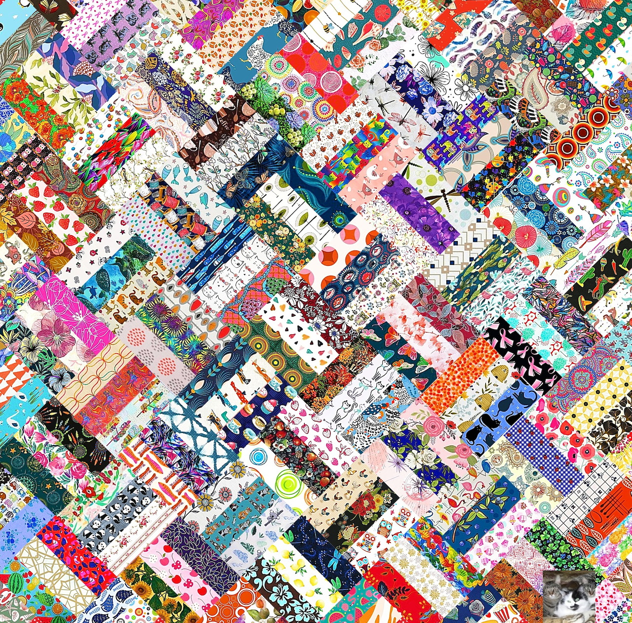 Patchwork Quilt Fabric Collage