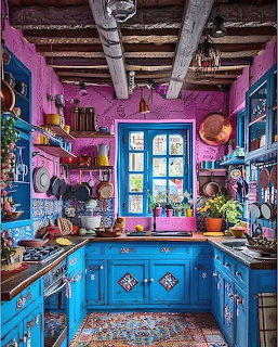 Pink and Blue Kitchen