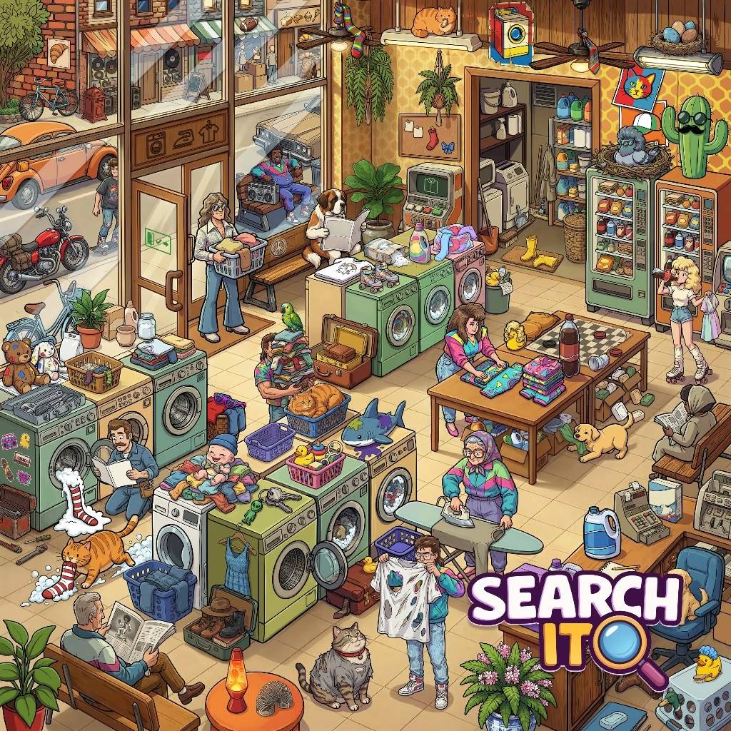 Busy Laundromat Illustration