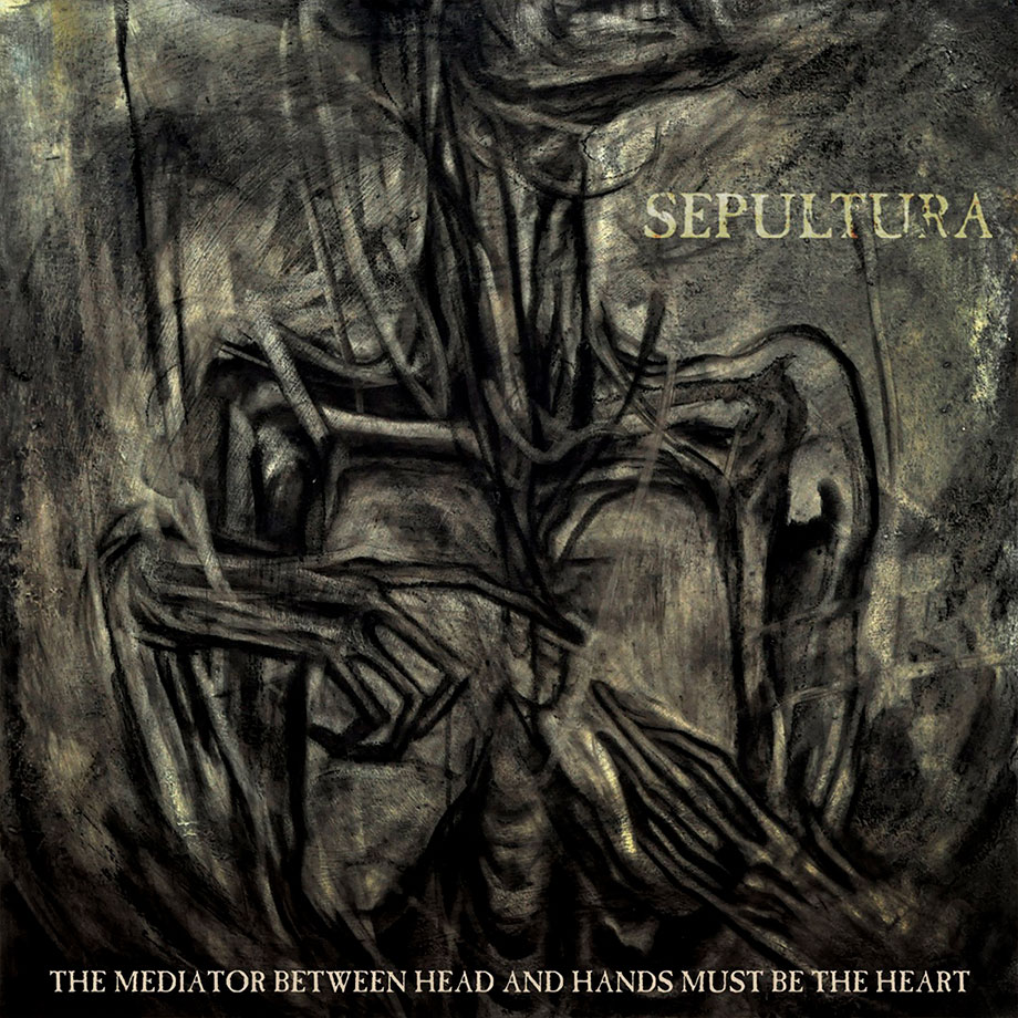 Dark abstract album art showing distorted human-like figures in monochromatic tones with rough textured surface