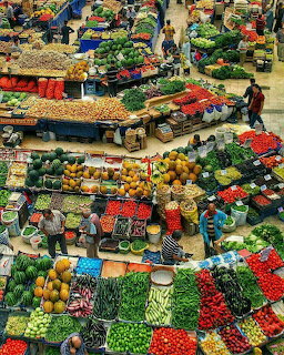 Colorful Fresh Market Aerial View