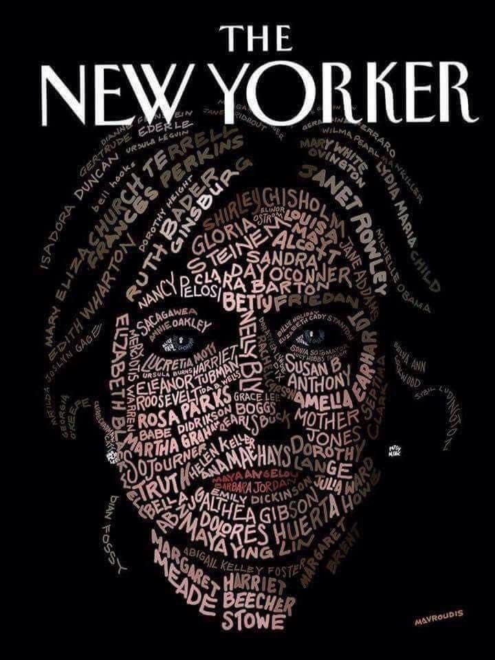 Typographic portrait of Hillary Clinton made from white text on a black background