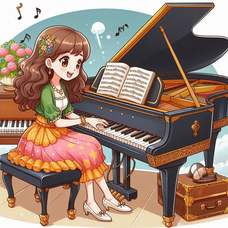 Girl Playing Grand Piano