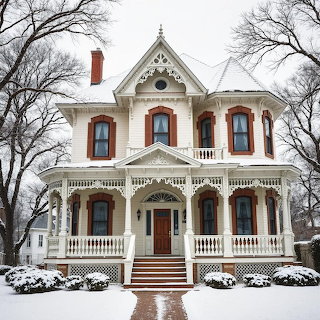 Victorian House in Snow