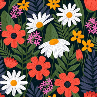 Colorful Garden Flowers Pattern