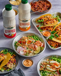 Noodle Bowl and Tacos Spread