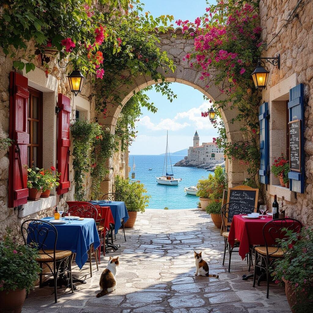 Mediterranean Coastal Alley View