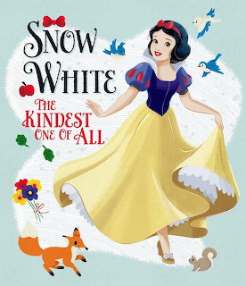 Snow White in yellow dress with forest animals and birds around her