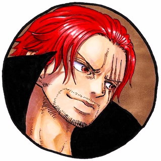 Anime portrait of red-haired man with facial scars and determined expression