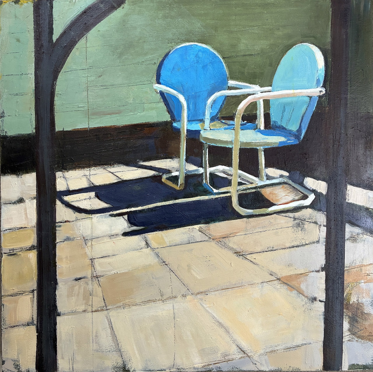 Blue Patio Chairs Painting