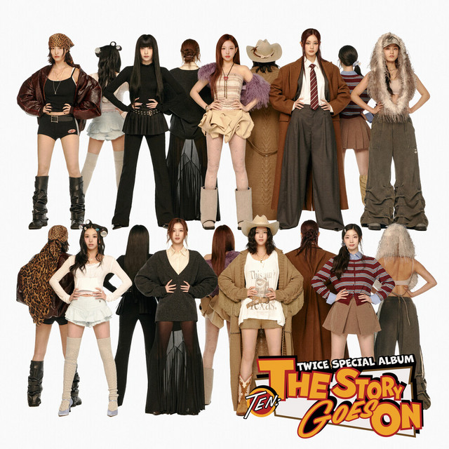 Album cover with a group of women in stylish outfits on a white background with title text at the bottom