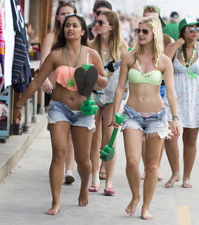 Girls Walking on Beach Street