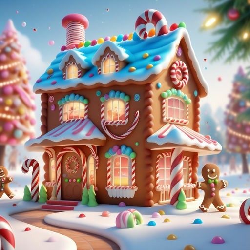 Gingerbread House Christmas Scene
