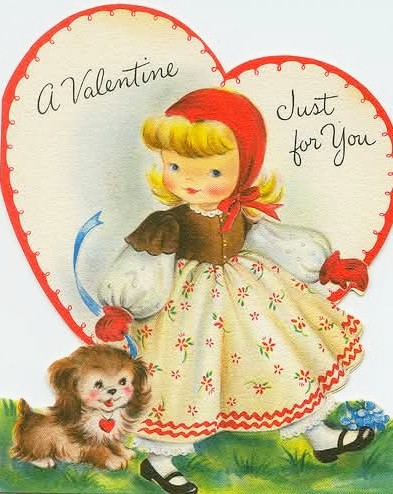 Vintage Valentine Girl Card