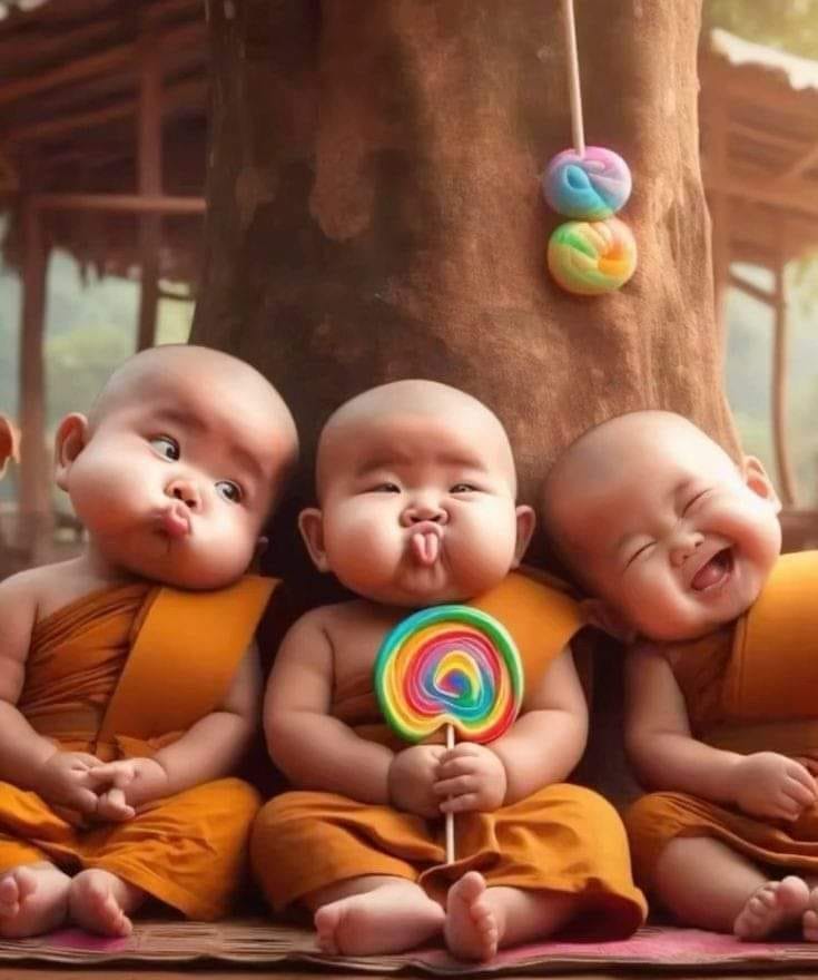 Baby Monks with Lollipops