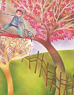 Boy Catching Wolf in Tree