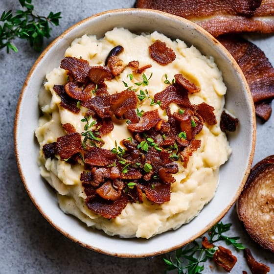 Paksoi-stamppot met champignons en spek